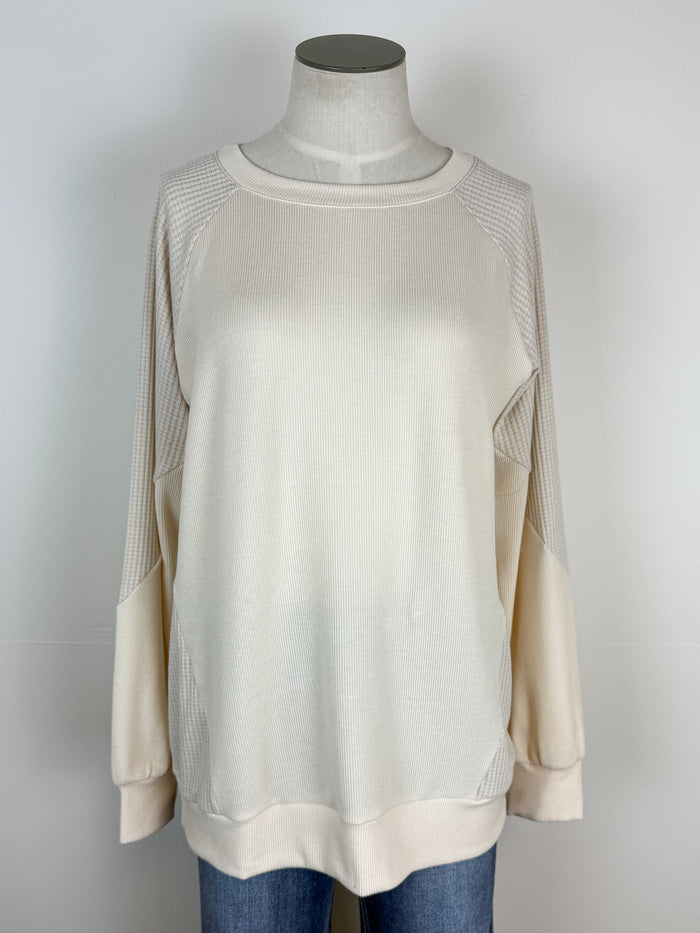 Charlotte Long Sleeve Knit Top in Cream