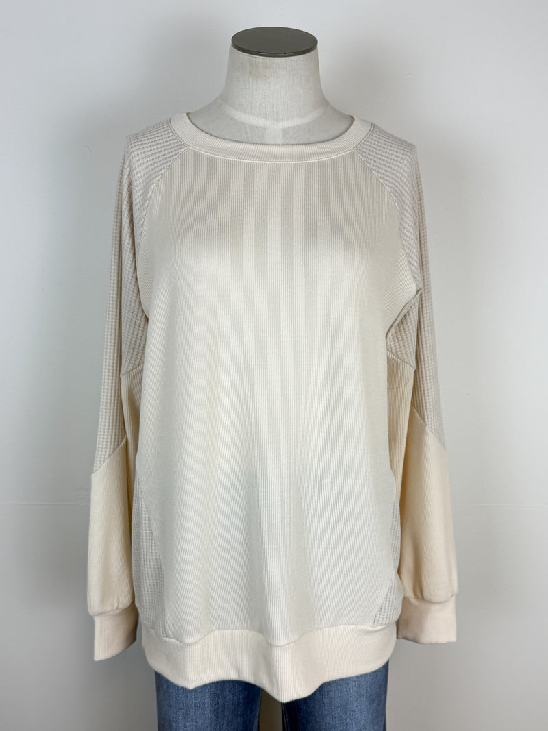 Charlotte Long Sleeve Knit Top in Cream