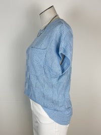 Elina Checkered Top in Misty Blue