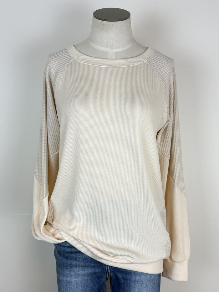 Charlotte Long Sleeve Knit Top in Cream