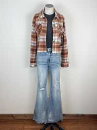 Hunter Flannel Cropped Jacket in Brown/White