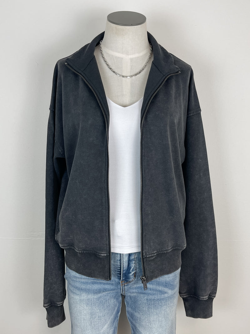 Celia Zip Up Jacket in Charcoal