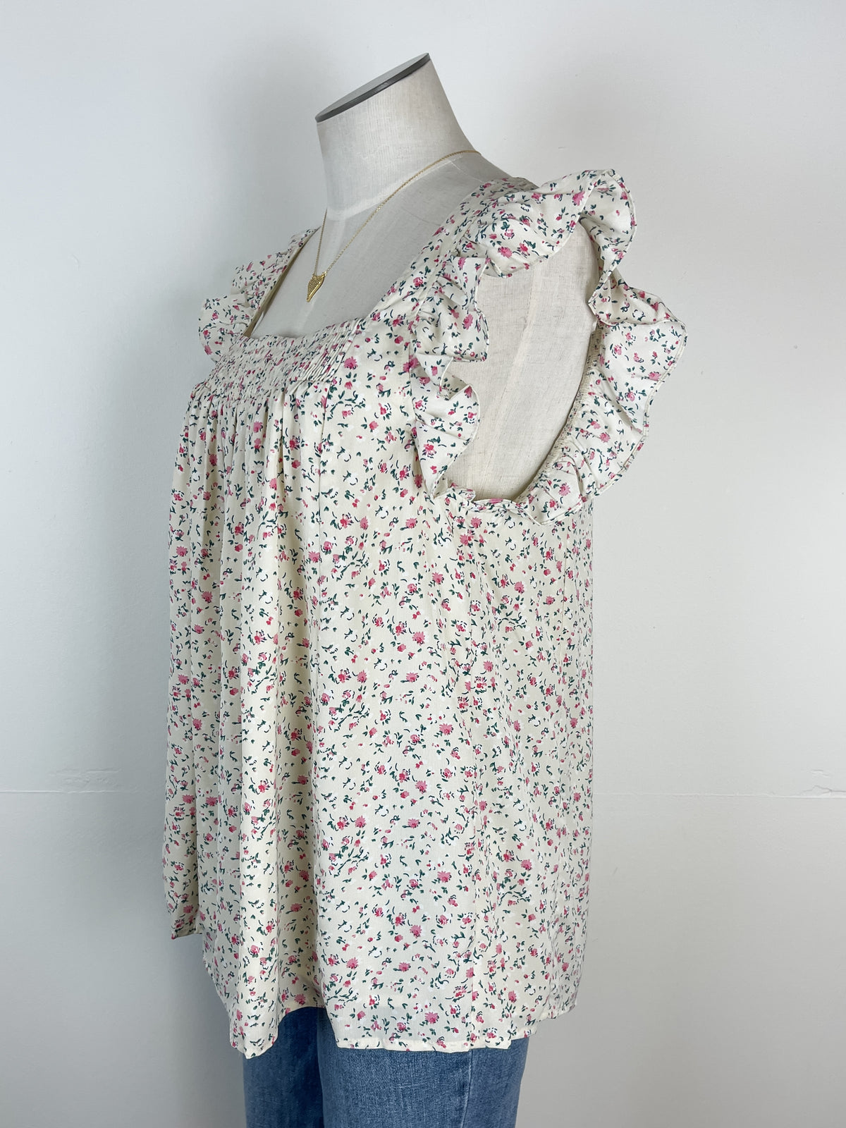 Erin Ditsy Floral Blouse in Cream