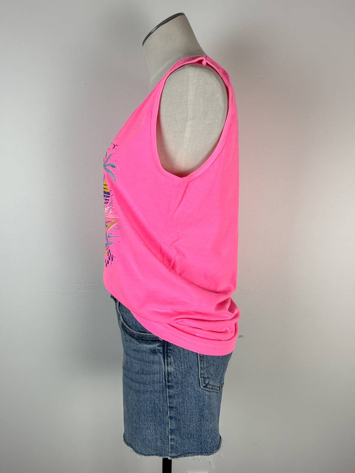 Boys with Boats Tank in Neon Pink