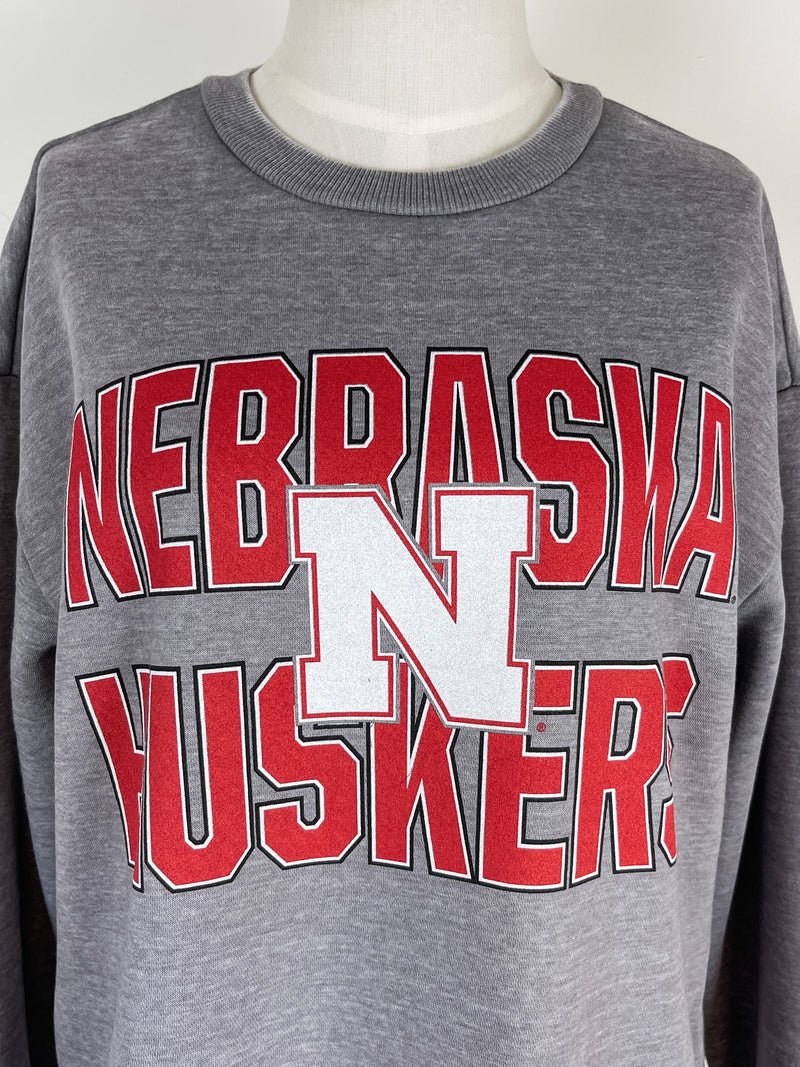 Corey Nebraska Crew Neck Pullover in Grey