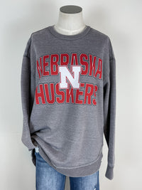 Corey Nebraska Crew Neck Pullover in Grey