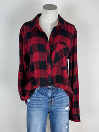 Classic Plaid Button Down in Red/Black