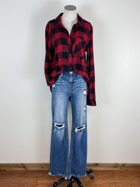 Classic Plaid Button Down in Red/Black