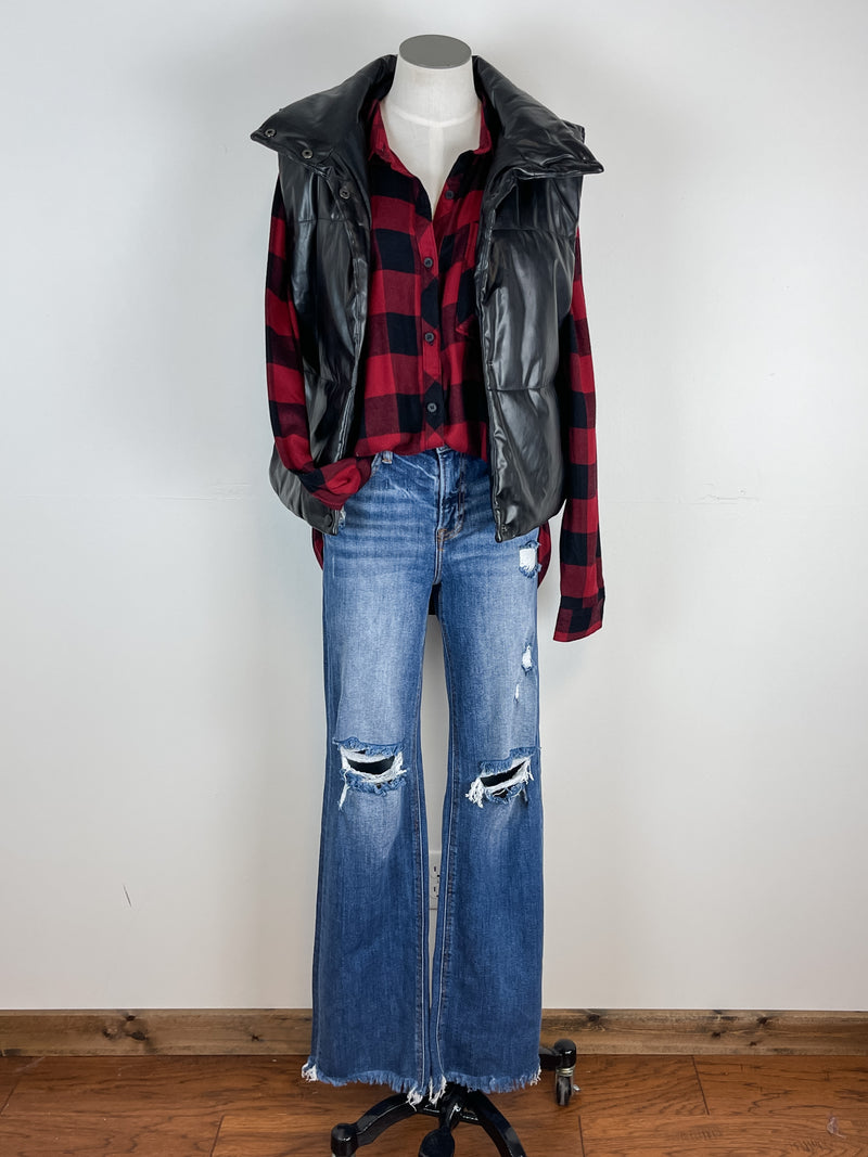 Classic Plaid Button Down in Red/Black