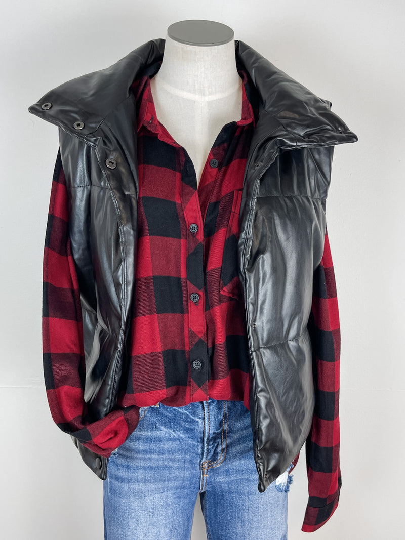 Faux Leather Vest in Black