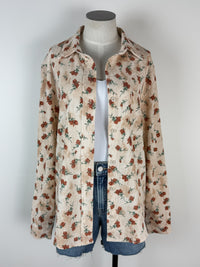 Eva Floral Corduroy Button Up in Cream/Rust