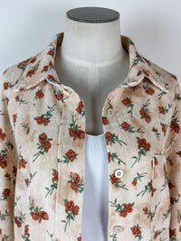 Eva Floral Corduroy Button Up in Cream/Rust