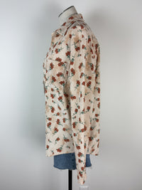 Eva Floral Corduroy Button Up in Cream/Rust