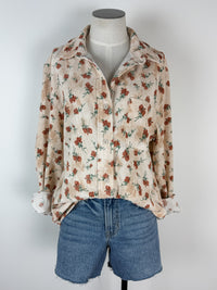 Eva Floral Corduroy Button Up in Cream/Rust