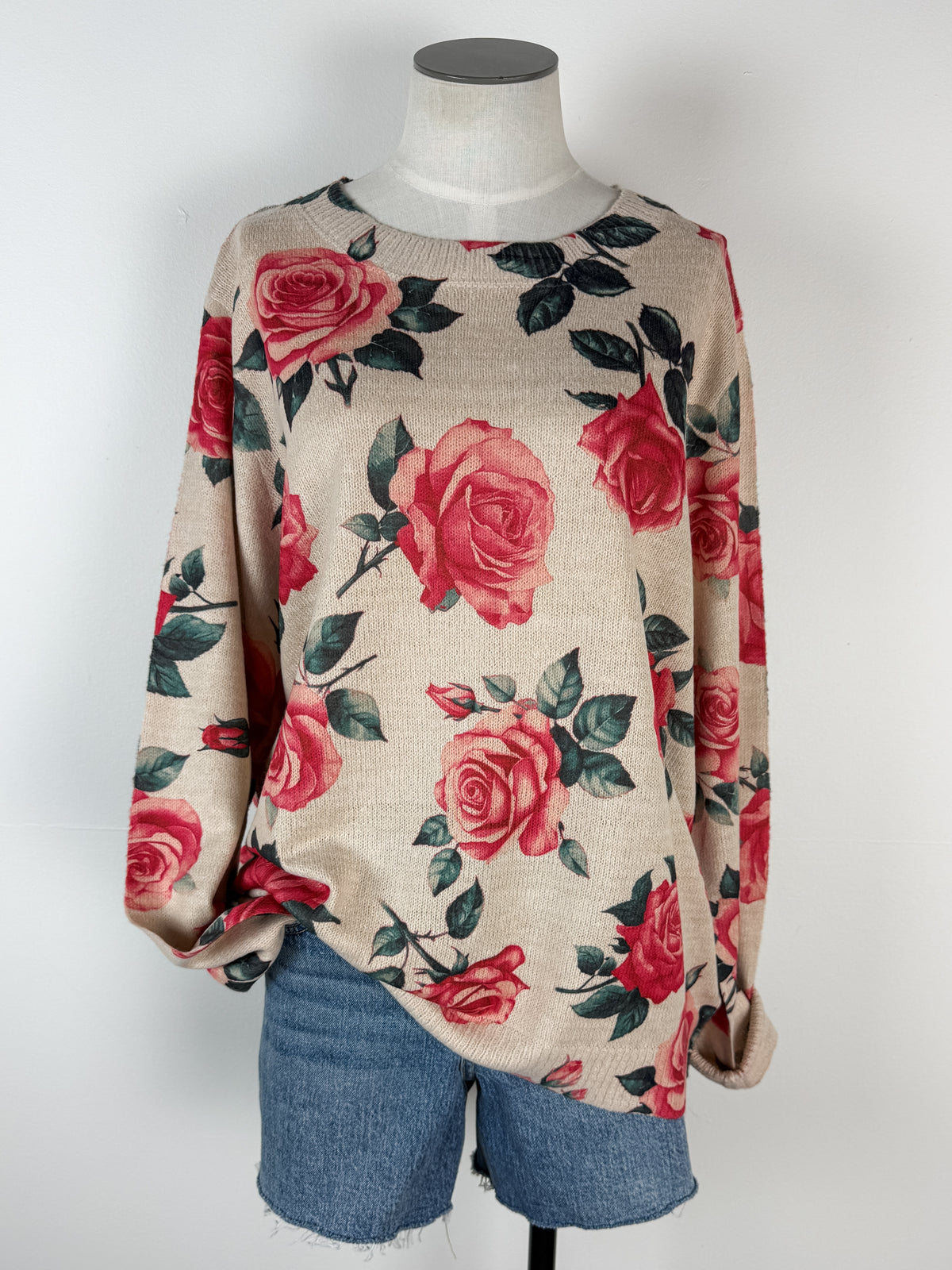 Cassie Rose Sweater in Oatmeal