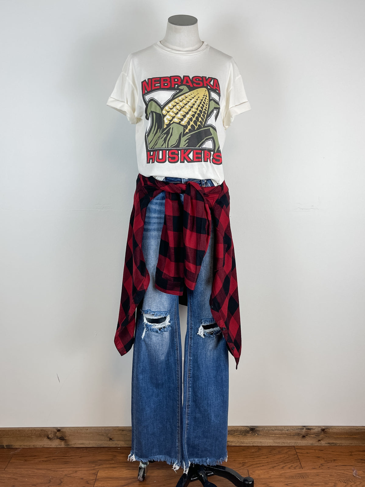 Retro Brand Maggie Nebraska Huskers Tee in White