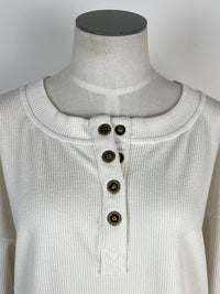 Daphne Ribbed Henley in Cream