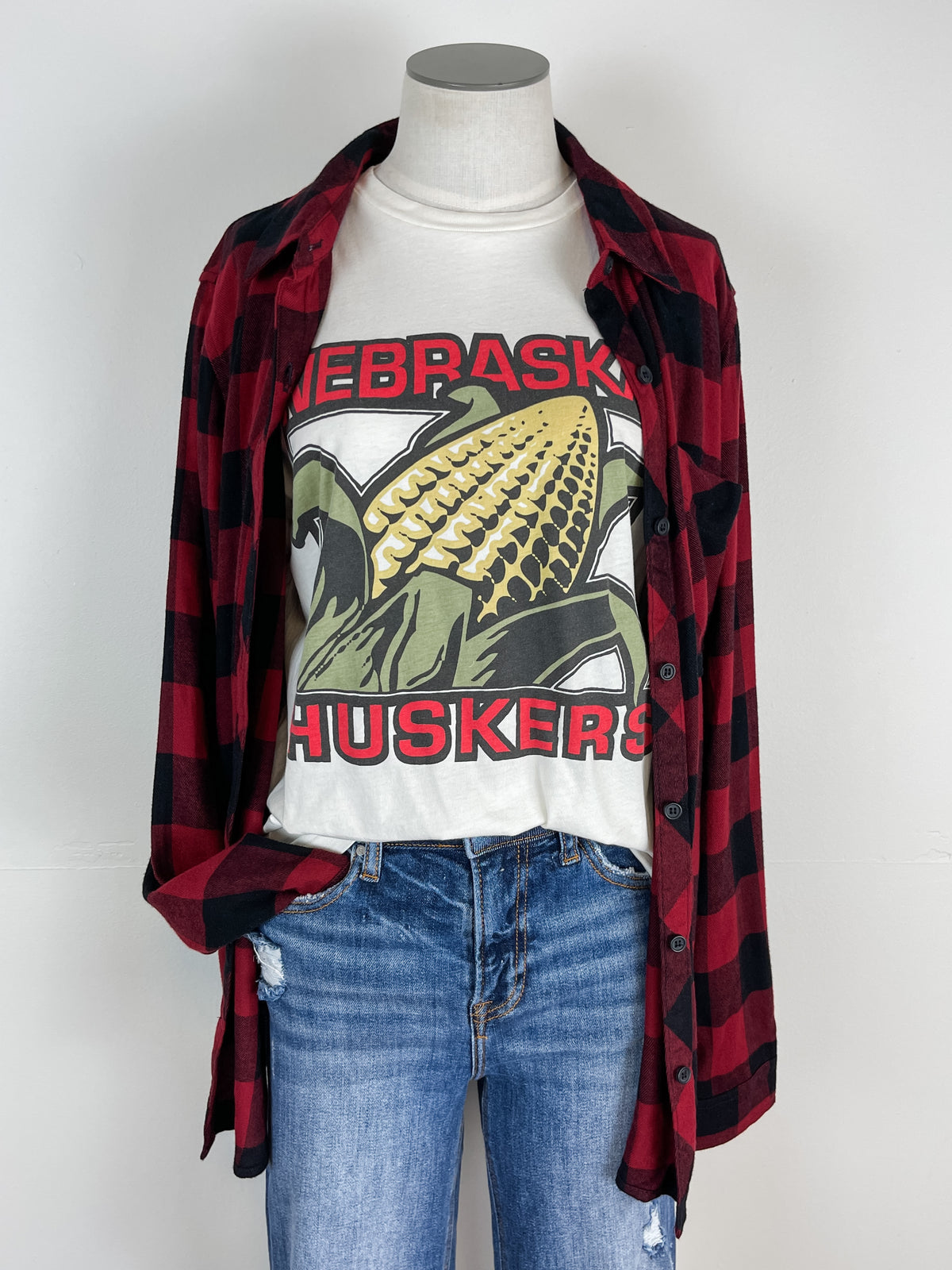 Retro Brand Maggie Nebraska Huskers Tee in White