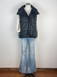 Alice Asymmetrical Puffer Vest in Black