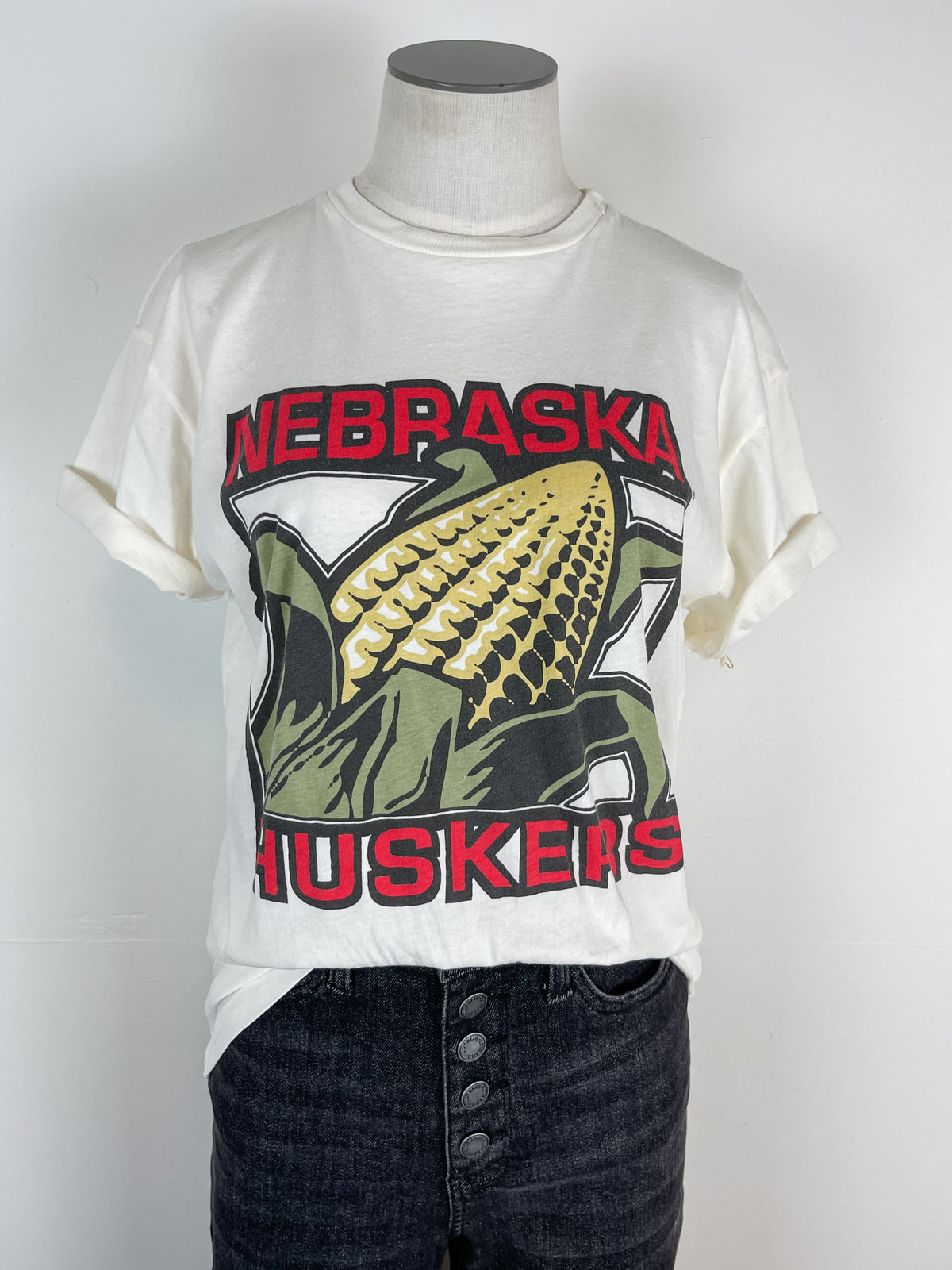 Retro Brand Maggie Nebraska Huskers Tee in White