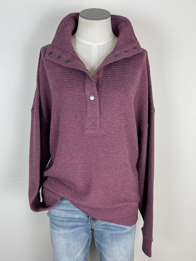 Thread & Supply Merrick Sweater in Eggplant Heather