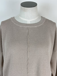 Hazel Mini Waffle Crew in Taupe