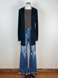Laurel Basic Knit Cardigan in Black