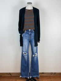 Laurel Basic Knit Cardigan in Black