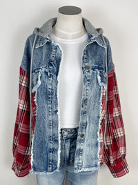 Asher Denim Jacket in Denim/Red