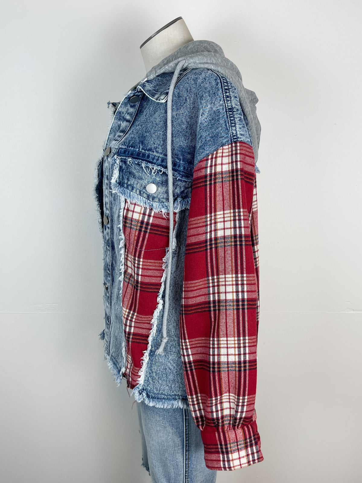 Asher Denim Jacket in Denim/Red