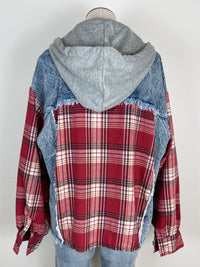 Asher Denim Jacket in Denim/Red