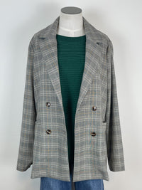 Rowan Plaid Double Breasted Blazer in Black/Ivory