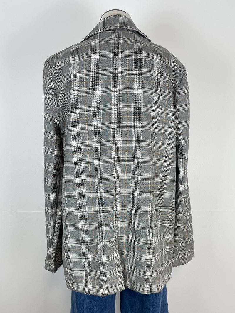 Rowan Plaid Double Breasted Blazer in Black/Ivory