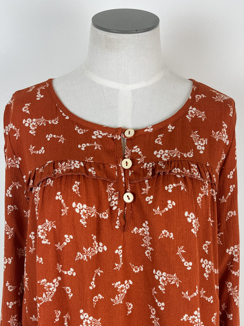 Goldie Floral Blouse in Rust