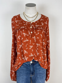 Goldie Floral Blouse in Rust