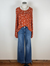 Goldie Floral Blouse in Rust