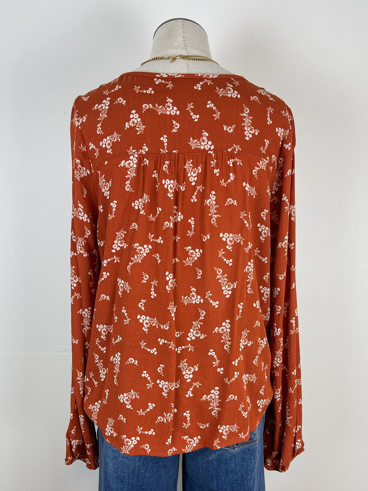 Goldie Floral Blouse in Rust