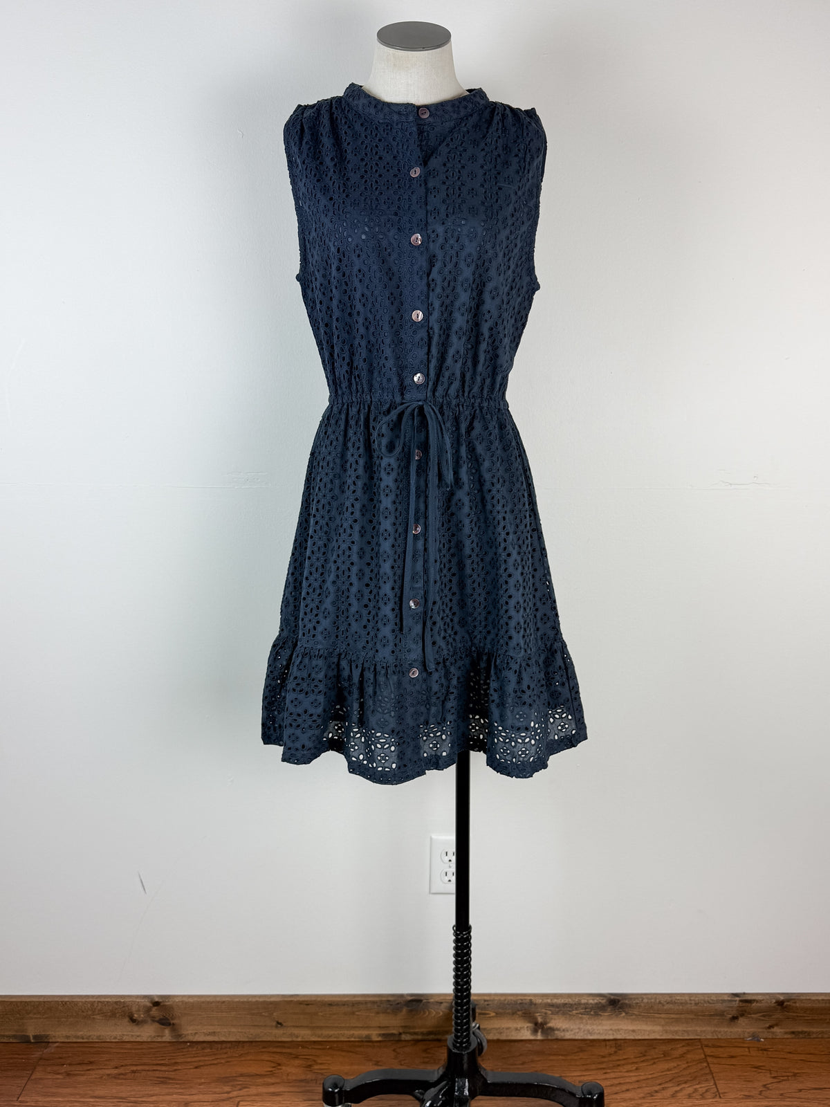 Mira Eyelet Dress in Navy