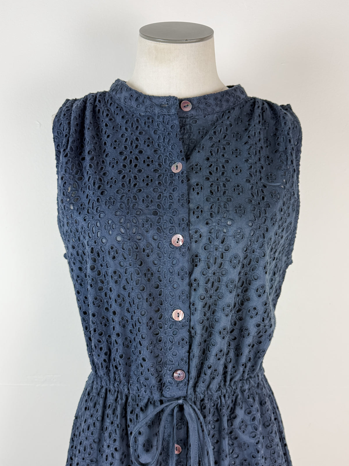 Mira Eyelet Dress in Navy