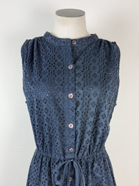 Mira Eyelet Dress in Navy