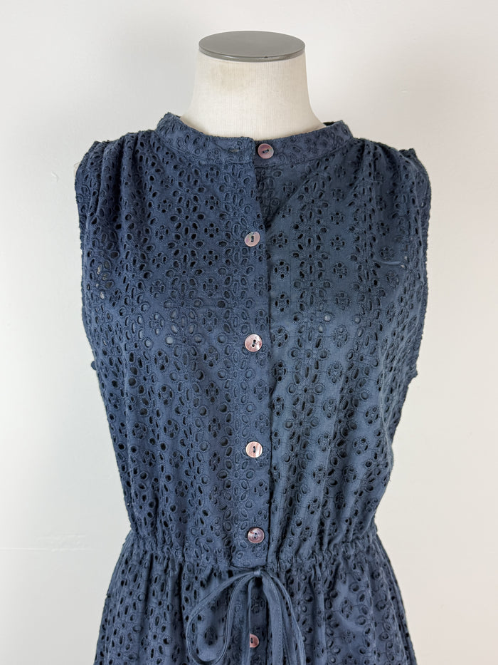 Mira Eyelet Dress in Navy