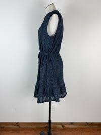 Mira Eyelet Dress in Navy