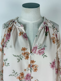 Lulu Floral Blouse in Dusty Rose/Natural