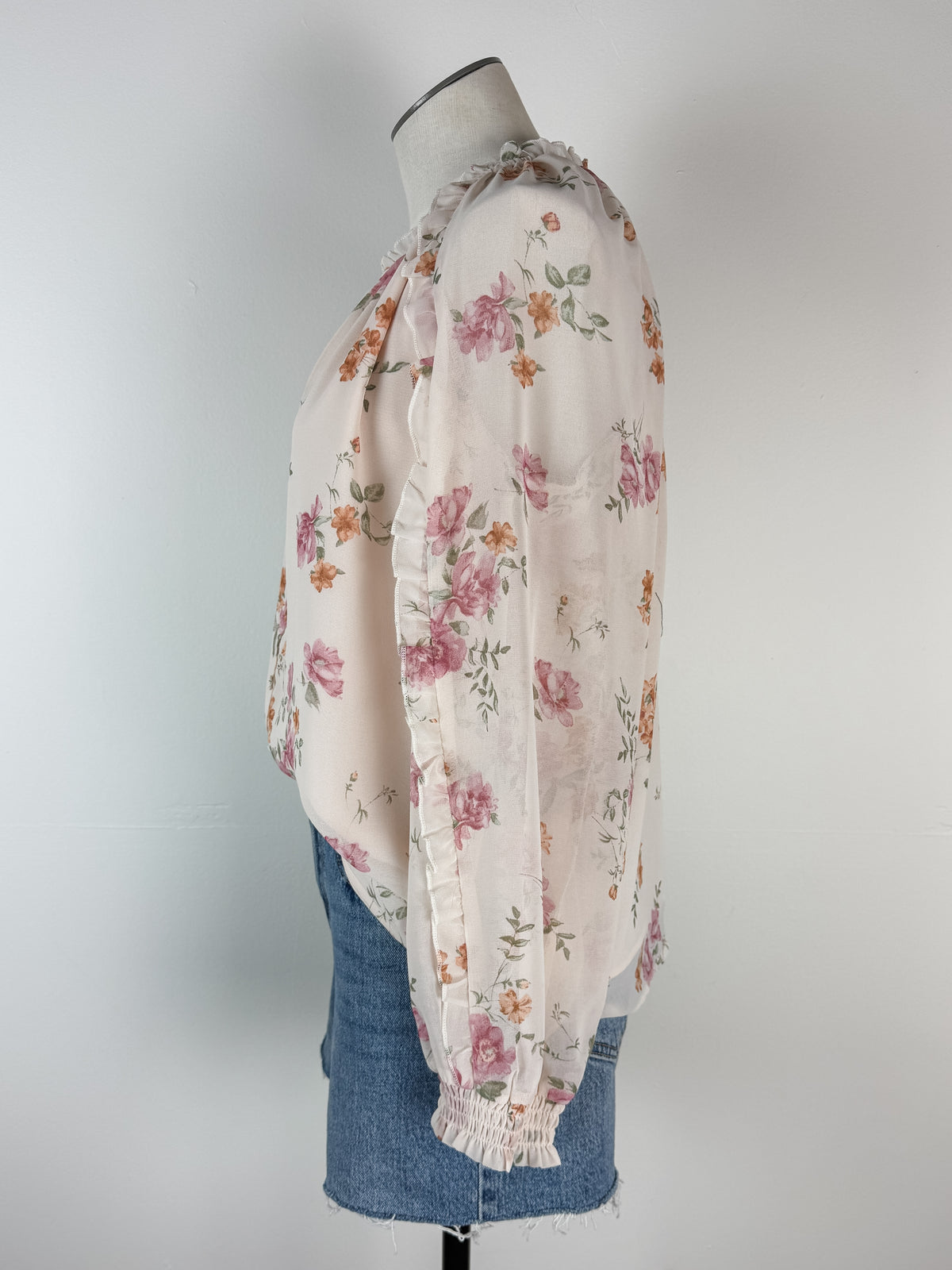 Lulu Floral Blouse in Dusty Rose/Natural