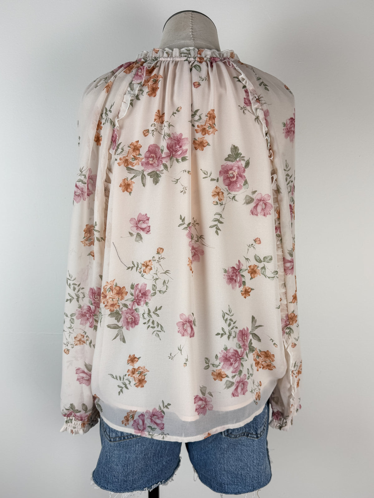 Lulu Floral Blouse in Dusty Rose/Natural