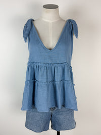 Thea Tie Shoulder Tank in Sky