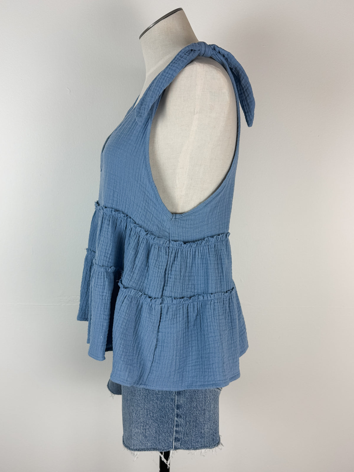 Thea Tie Shoulder Tank in Sky
