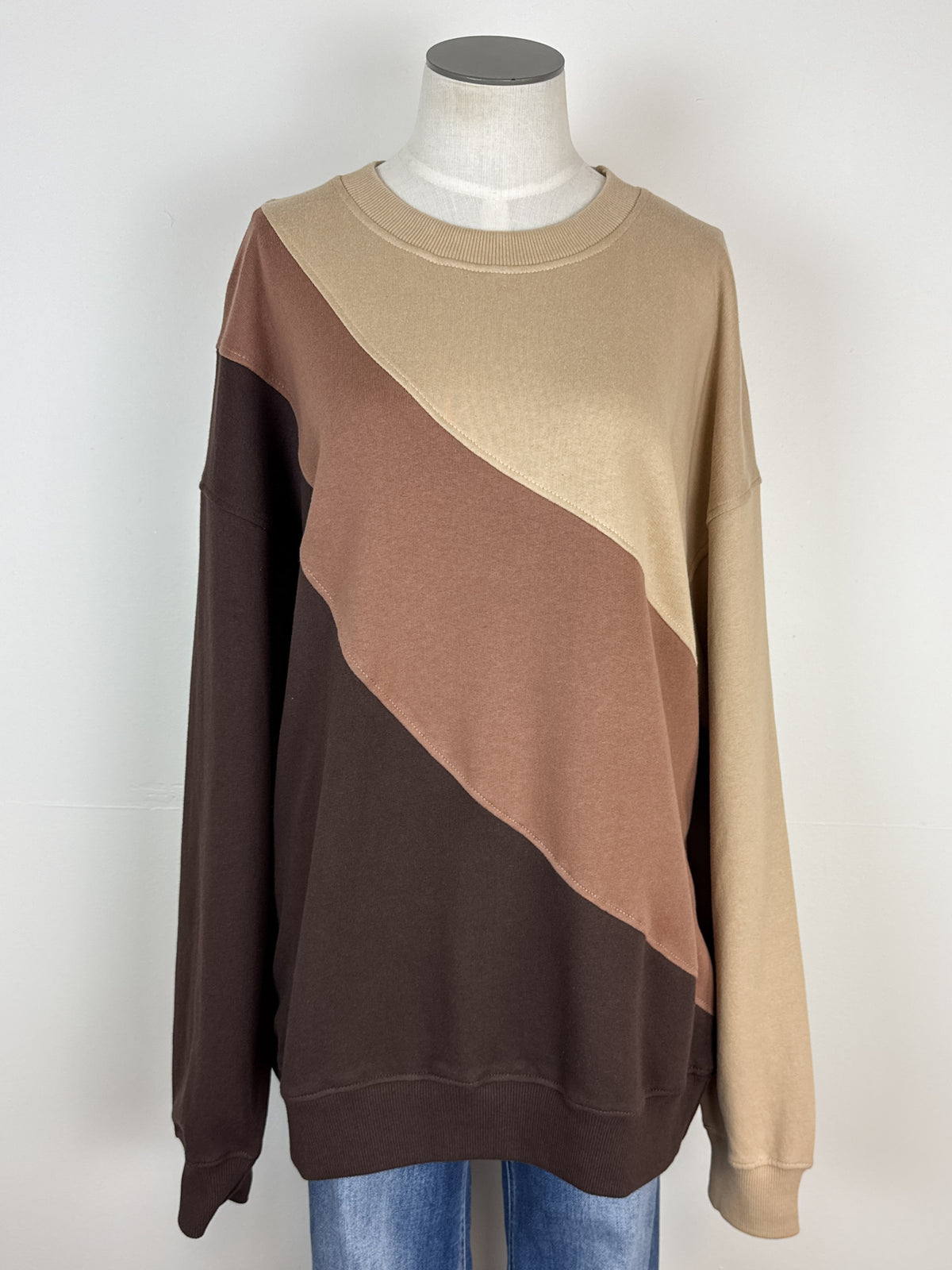 Everly Striped Pullover in Brown