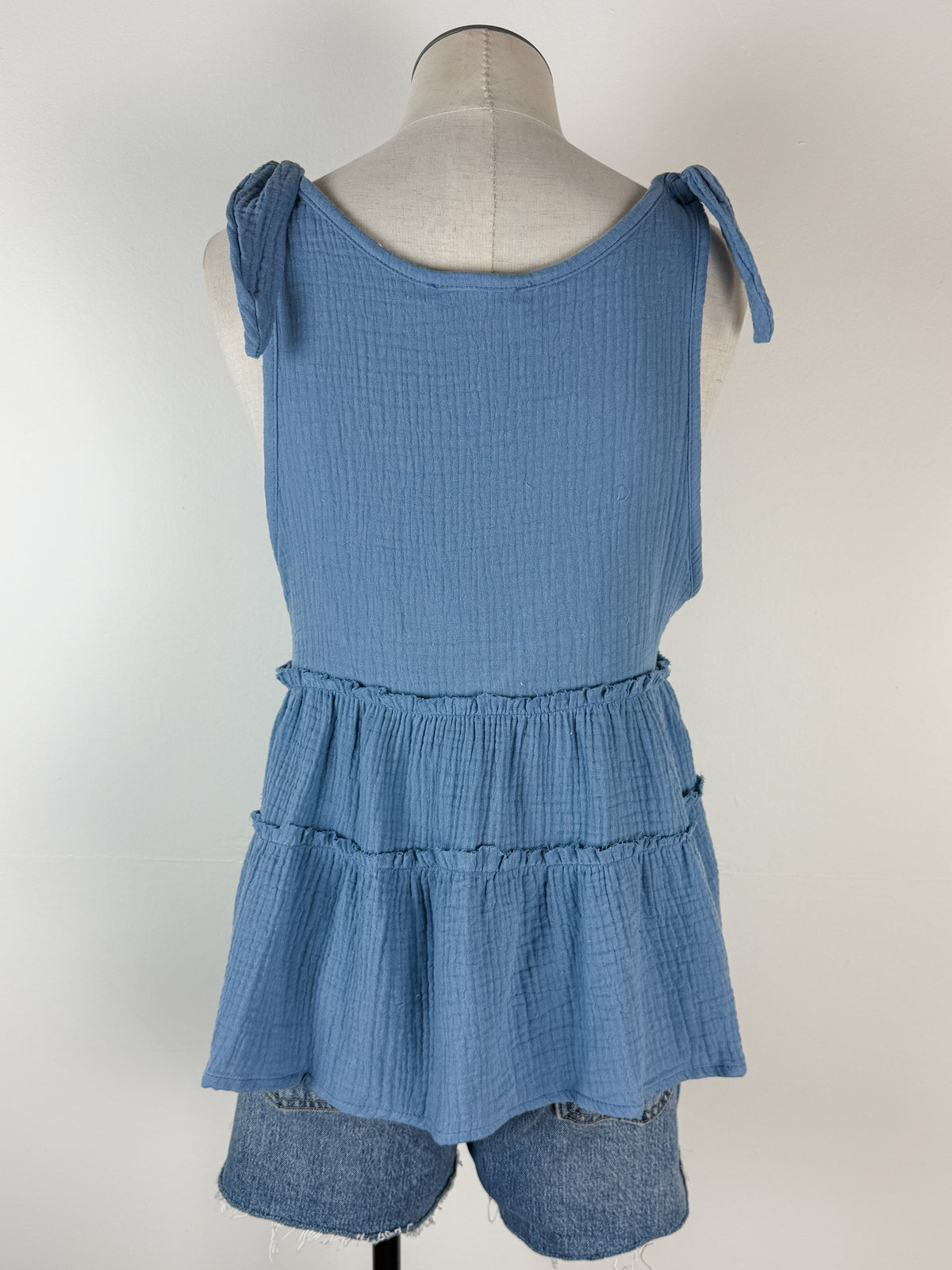 Thea Tie Shoulder Tank in Sky