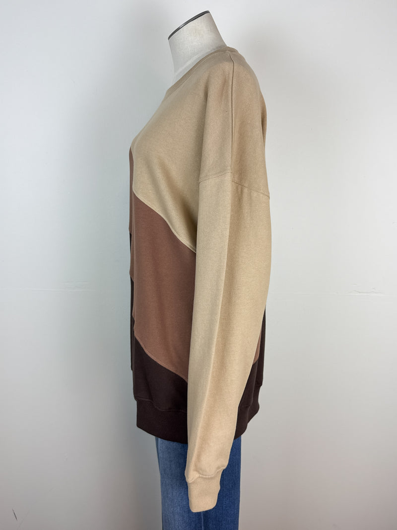Everly Striped Pullover in Brown